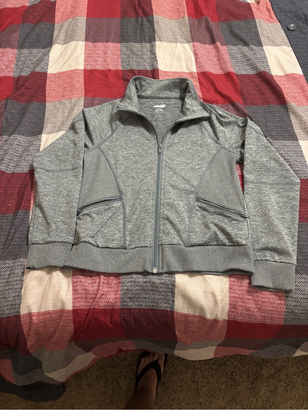 AVIA Boys Youth M 7-8 Gray Heather Full Zip Athletic Jacket Zipper Pockets